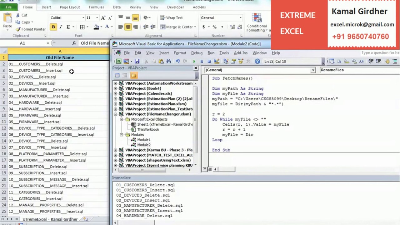 Rename files in bulk using macro | Excel VBA
