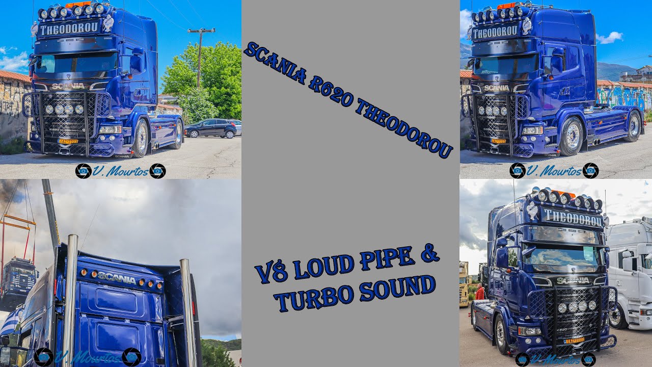 DRIVE BY |-| SCANIA R620 THEODOROU |-| V8 STRAIGHT PIPE SOUND & SMOKE
