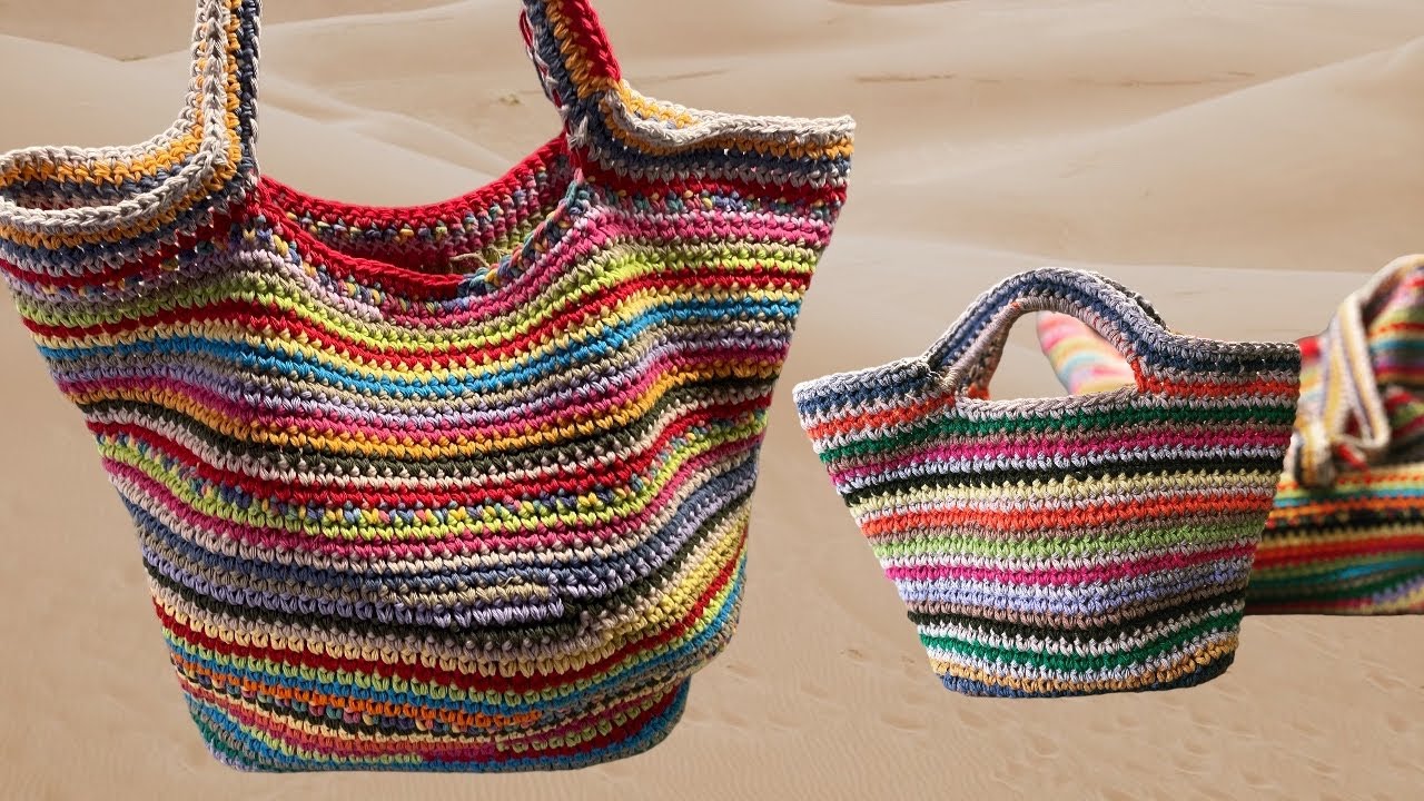 Borsa da spiaggia e borsa a mano uncinetto Granny multicolor