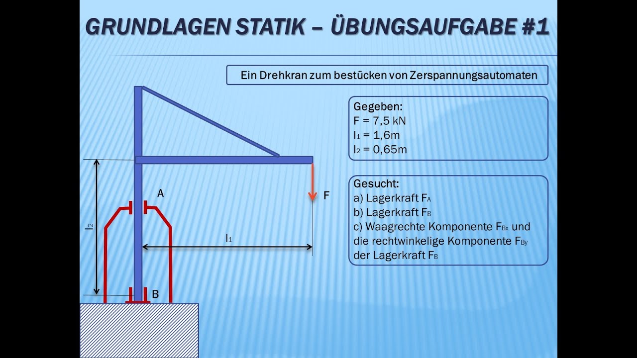 Technische Mechanik - Grundlagen Statik Übungsaufgabe Nr.1