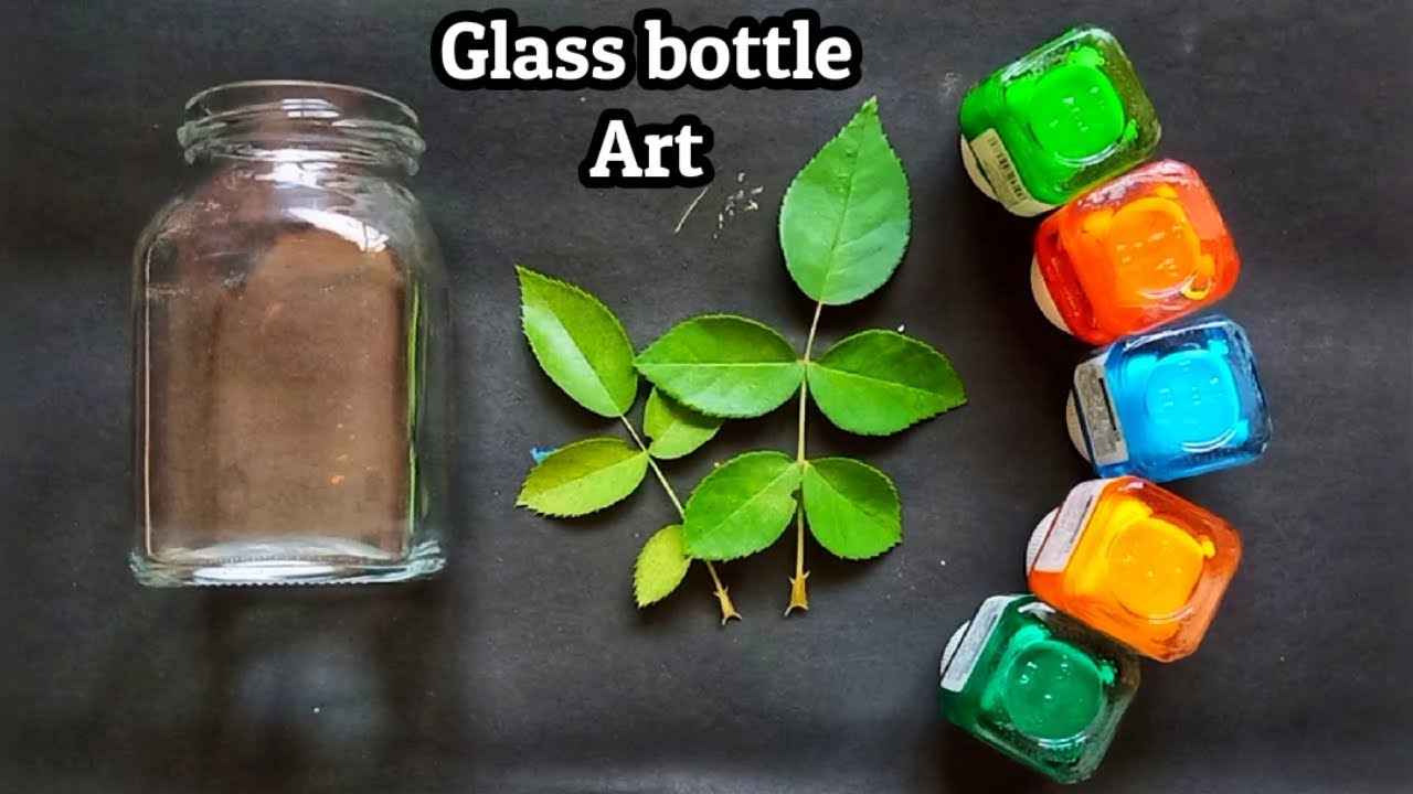 Unique bottle art| Bottle painting idea| Best out of waste| Glass painting using Leaf| DIY