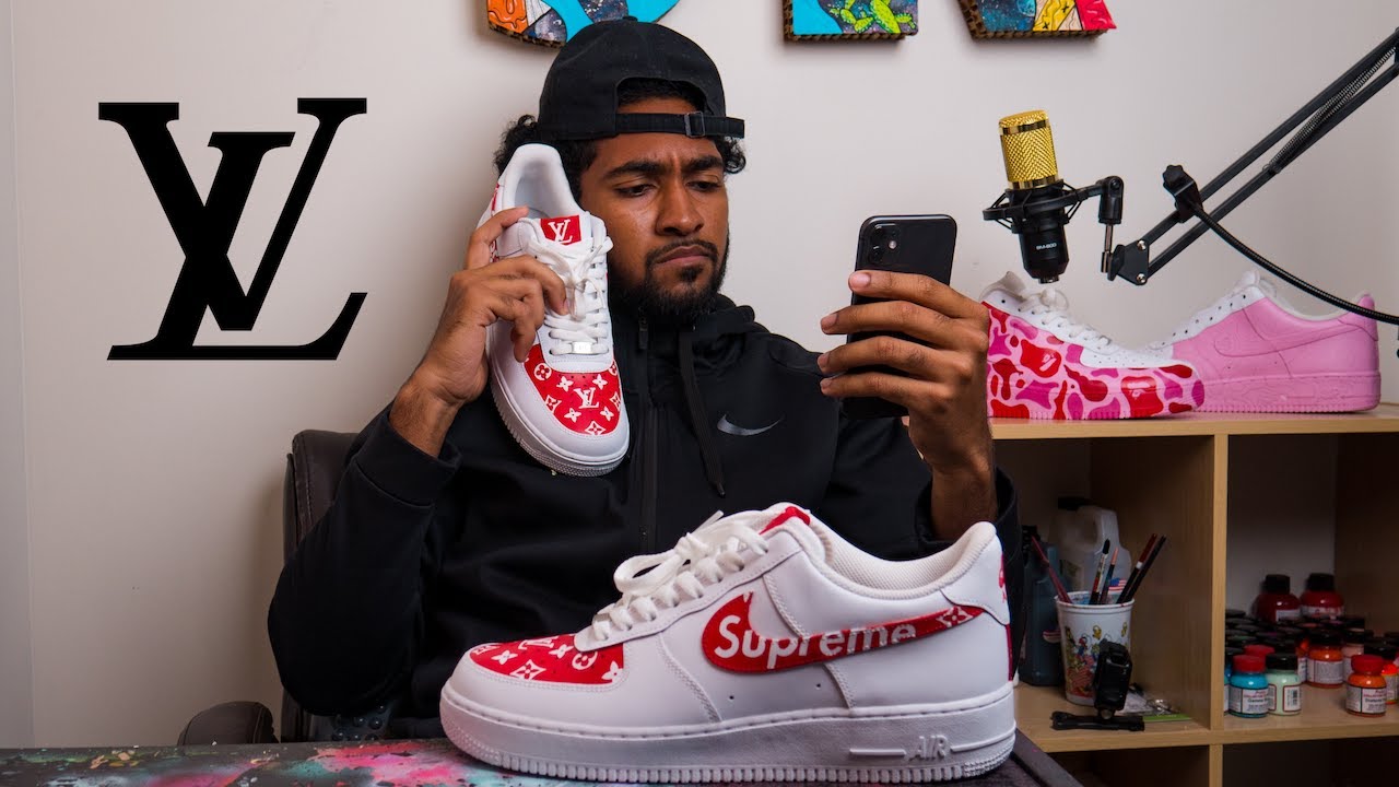CUSTOM SUPREME LOUIS VUITTON AIR FORCE ONES!! (SaTIsFyiNg) | Dailysav Customs
