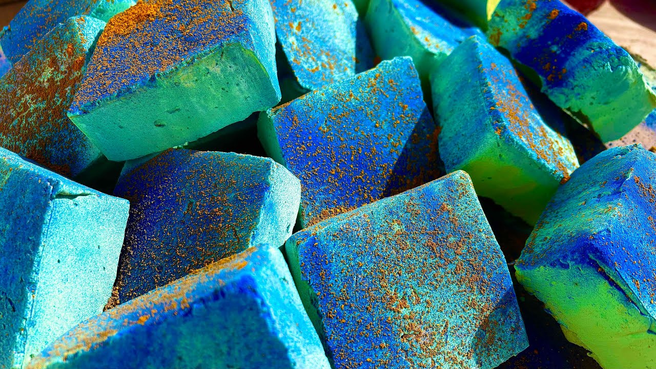 18 Soft fluffy crispy thick green rgc blocks crush/asmr gymchalk Pakistan/