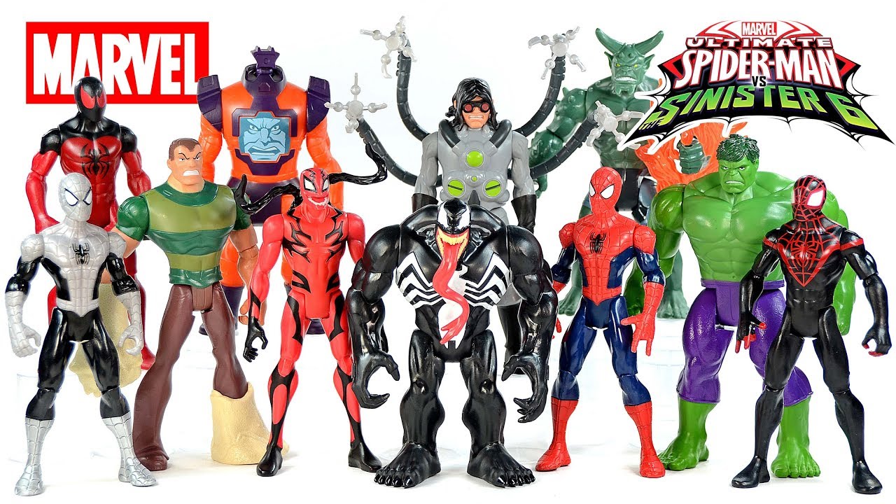 Ultimate Spider-Man vs The Sinister 6 Venom Carnage Green Goblin & Avengers Hulk Unboxing