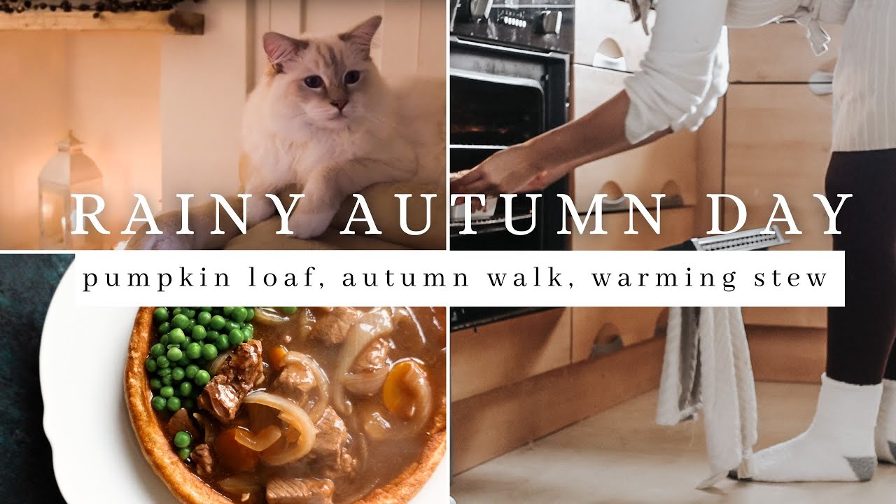 A Rainy Autumn Day In My Cottage | crispy autumn walk, pumpkin loaf, & a warm cosy evening