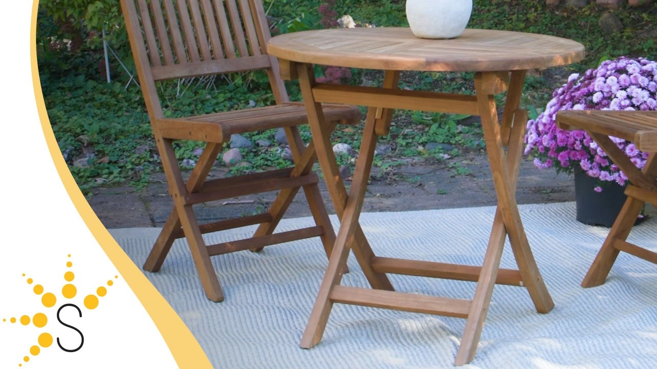 Sunnydaze Premium Teak Wood Round Folding Table - JVA-894