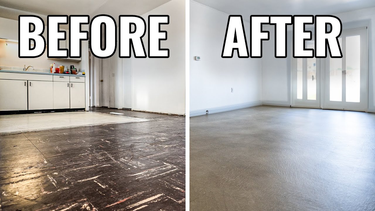 Asbestos Tile Floor Revamp | Concrete Overlay Transformation