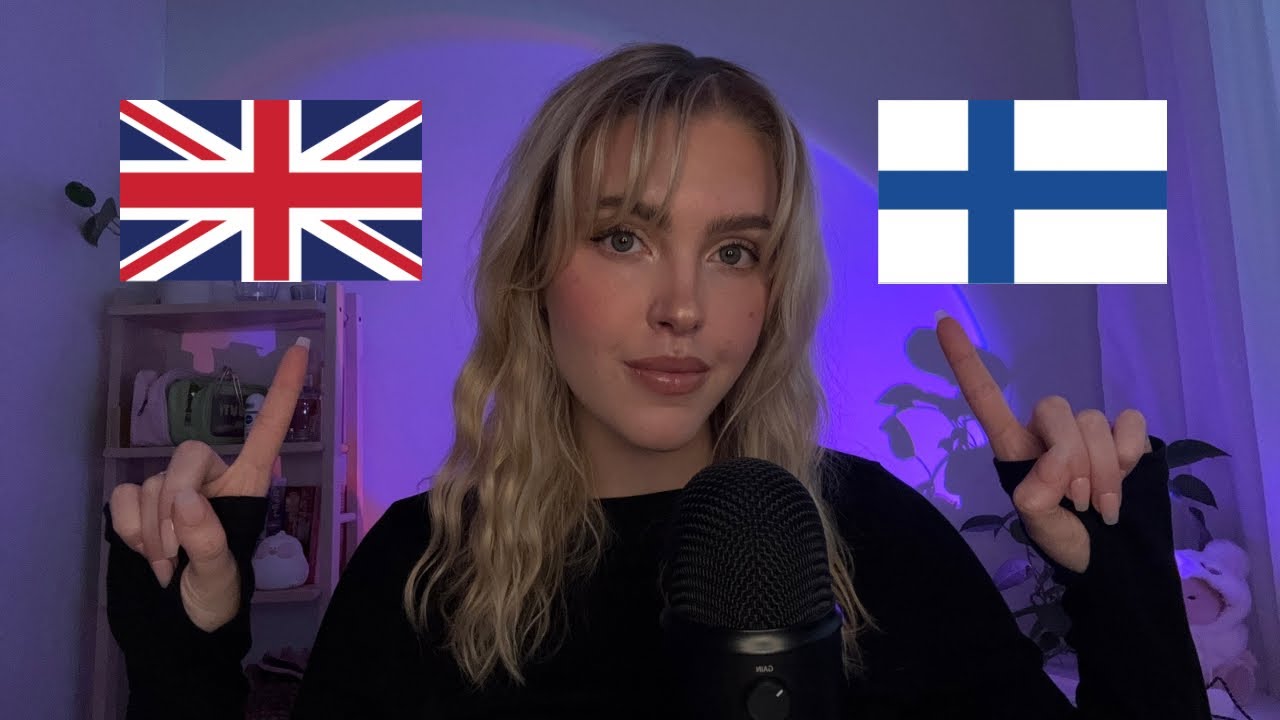ASMR trigger word battle | english vs finnish | closeup whispers, inaudible & hand movements