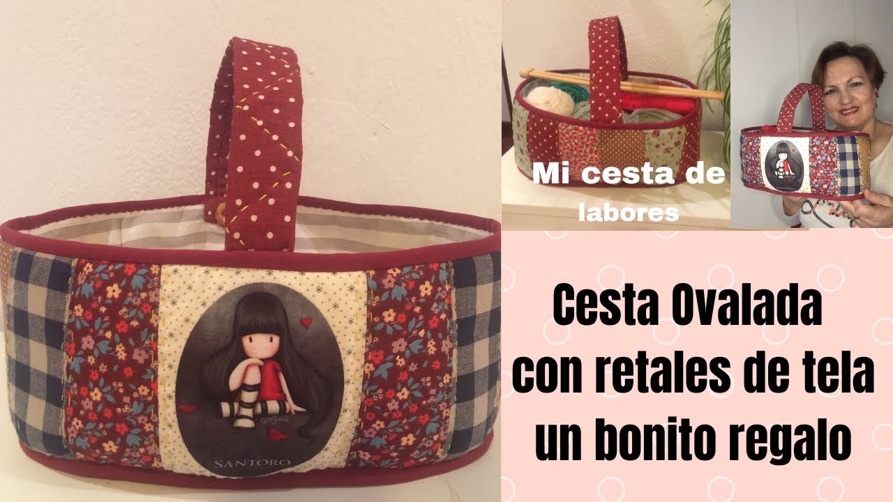 Como hacer Cesta ovalada  con retales de tela para mis labores de ganchillo y punto
