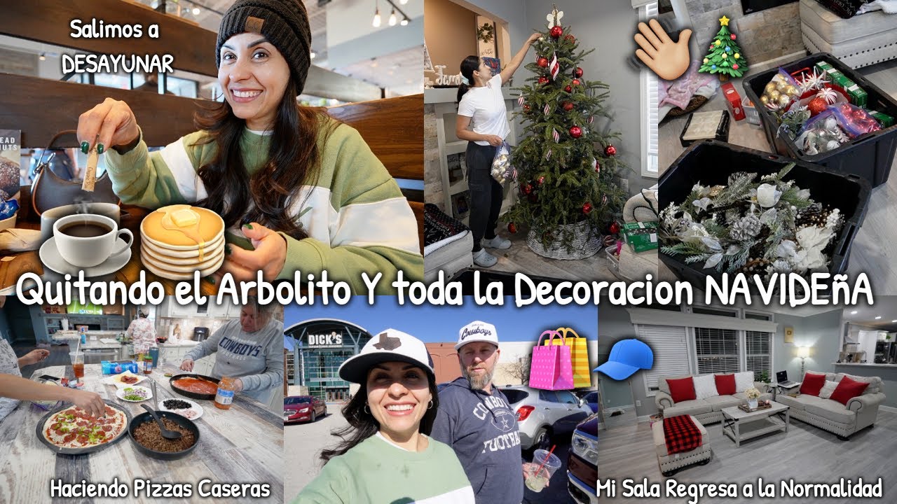 QUITANDO el ARBOLITO seco y DECORACION NAVIDEñA👋🏼🎄 Desayunando y de Compras con el Gringo☕️🛍️🧢