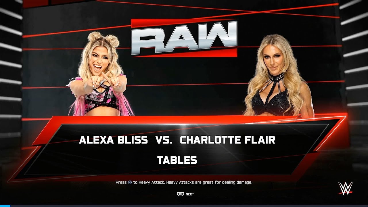 WWE 2K25 Gameplay - Alexa Bliss vs Charlotte Flair in a TABLES Match - RAW