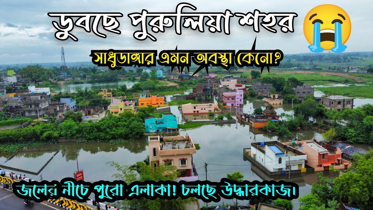 ভয়ংকর বন্যা পরিস্থিতি ll Flood in Purulia Town ll Sadhudanga Purulia #purulia #flood