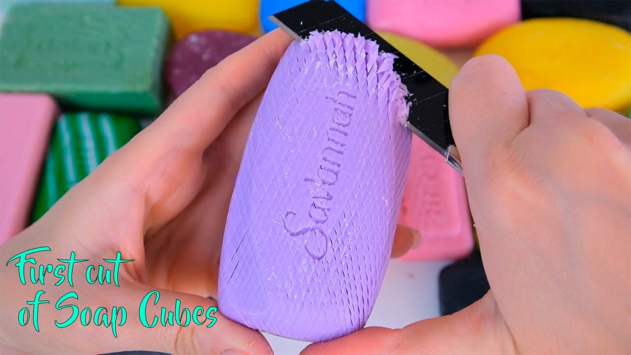 First cut of soap cubes. Compilation. 