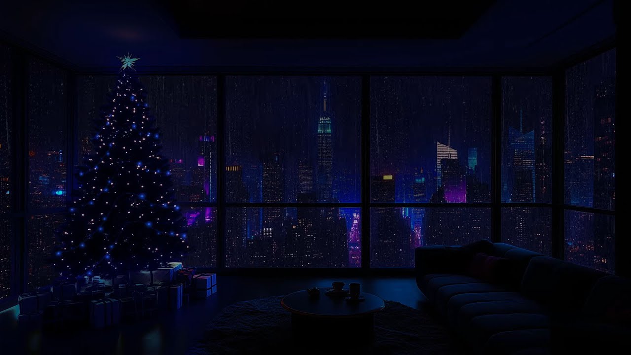 Rainy Christmas City Nights 2025 in NYC 🌧️ Warm Healing Rain for Mental Peace & Relaxation