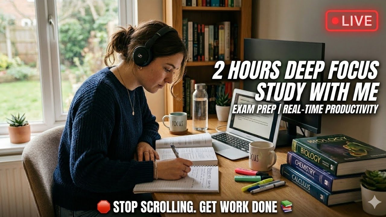 2 Hours Deep Focus Study With Me (No Breaks) 📚 Board Exam Prep | Real-Time Productivity & Lo-Fi