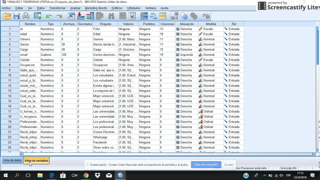 Agrupación de variables SPSS