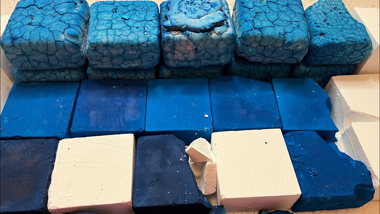 Blue Ice | Blue Pasted & Dyed Blocks | Oddly Satisfying | ASMR 