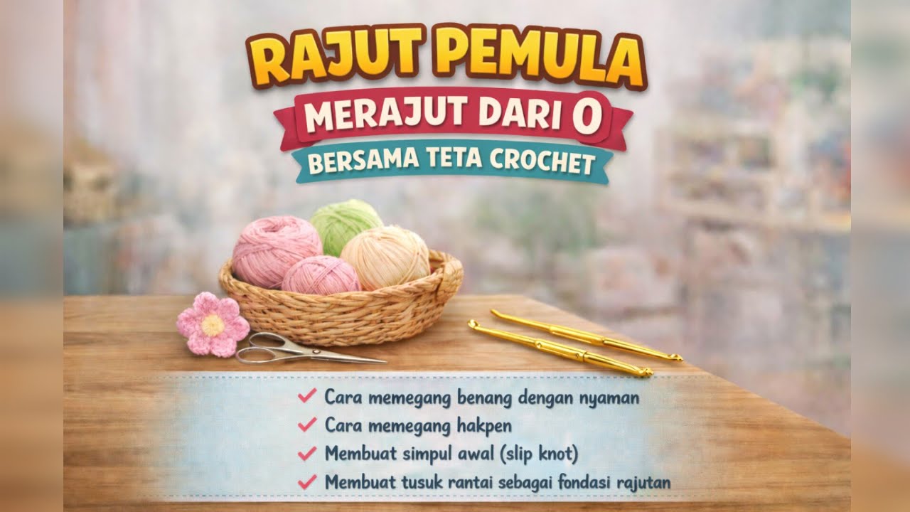 Episode 2 | Belajar Merajut dari Nol | Pegang Benang, Hakpen, Simpul Awal & Tusuk Rantai