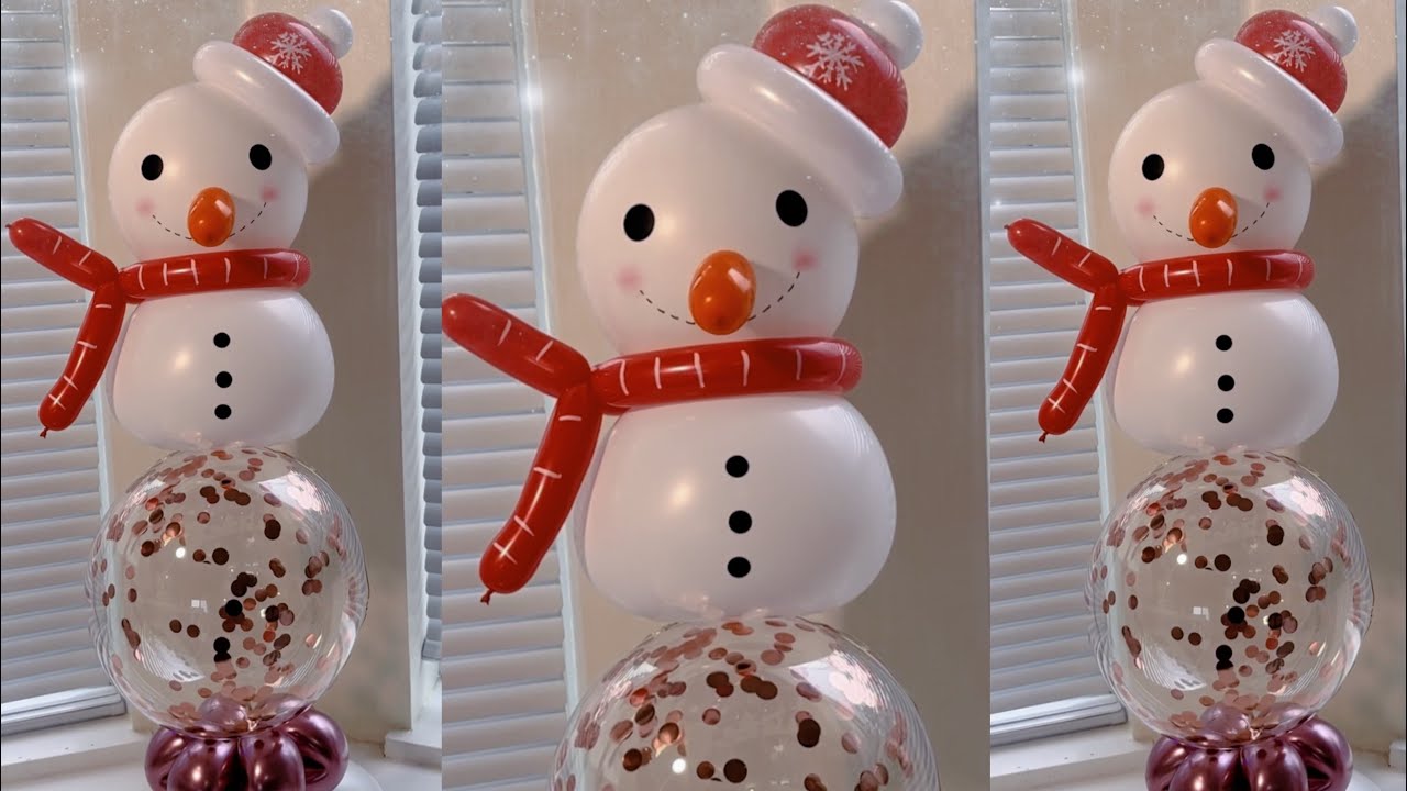 How to Make a Snowman Balloon (Christmas Decoration) Tutorial。☃️☃️☃️
