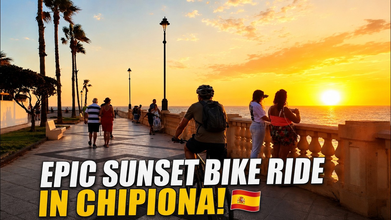 🚴‍♀️📹 Sunset at Chipiona Beach Cádiz Andalucía Spain 4K