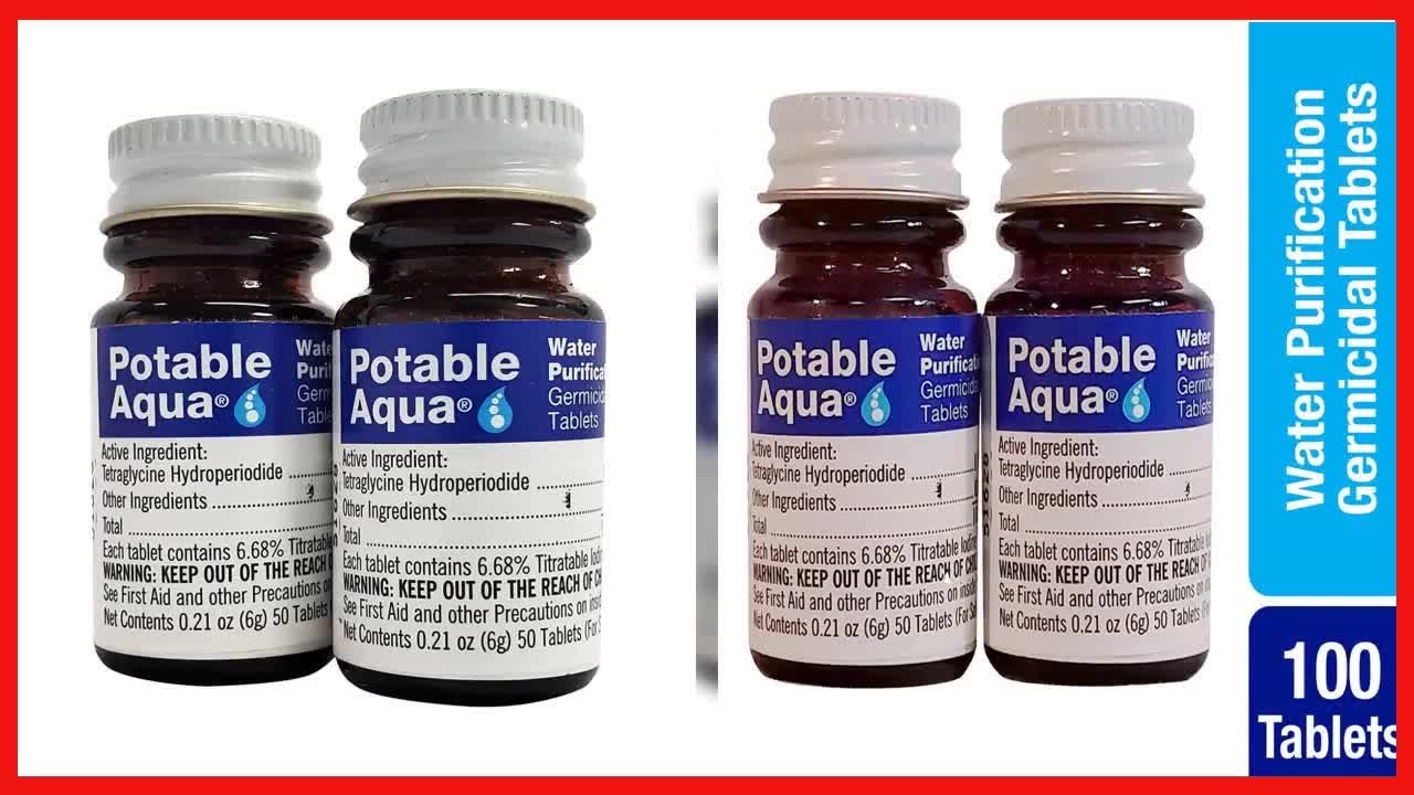 Potable Aqua Water Purification, Water Treatment Tablets - 50 Count Twin Pack