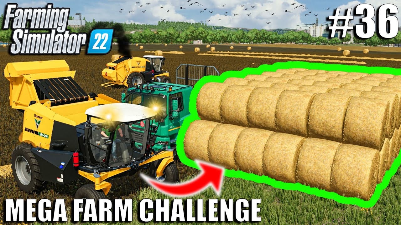 MASSIVE BALING Operation w/ VERMEER - 1.600.000L of STRAW | MEGA FARM | Farming Simulator 22