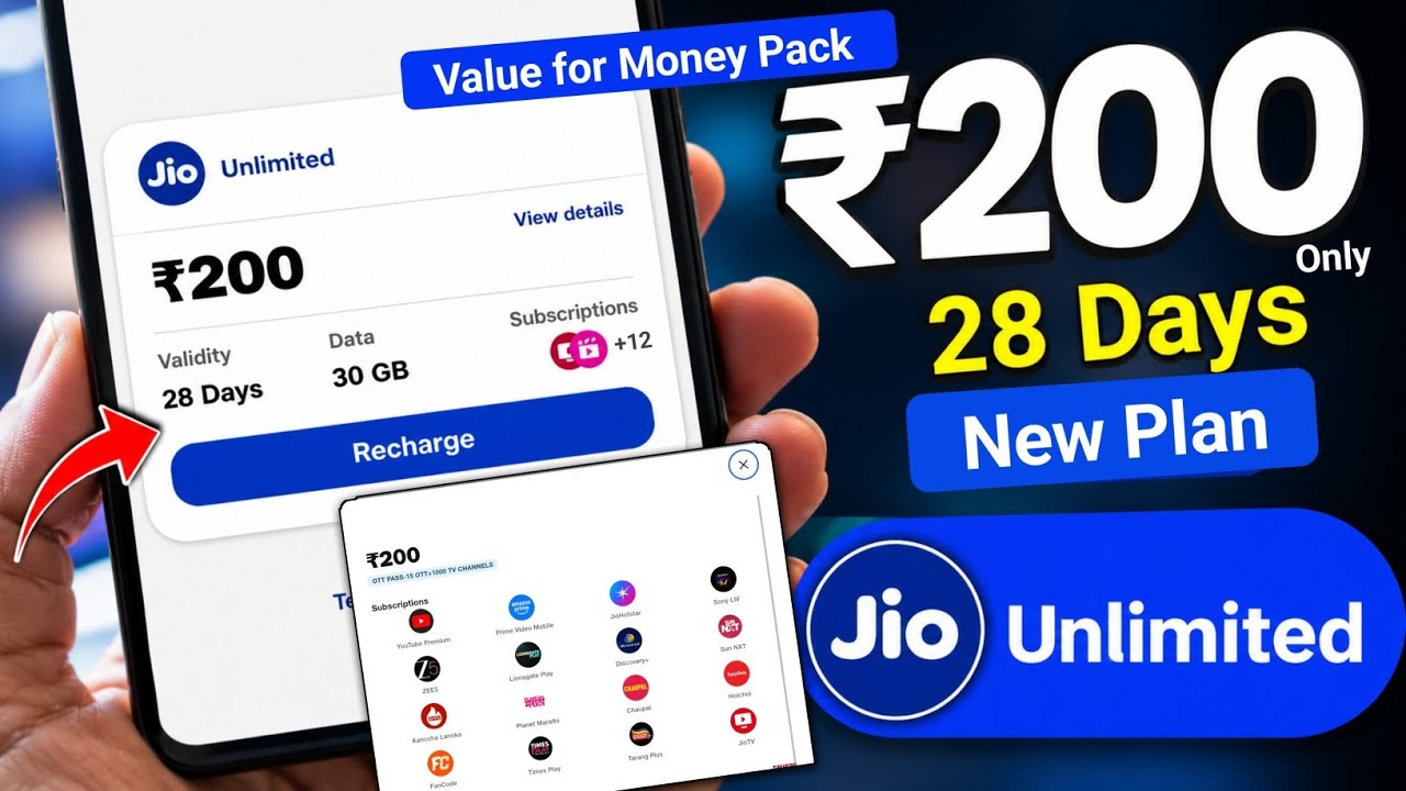 Jio Most Affordable Plan | Jio 200 Recharge Plan | Jio Ka 200 Wala Recharge | Jio Lowest Recharge