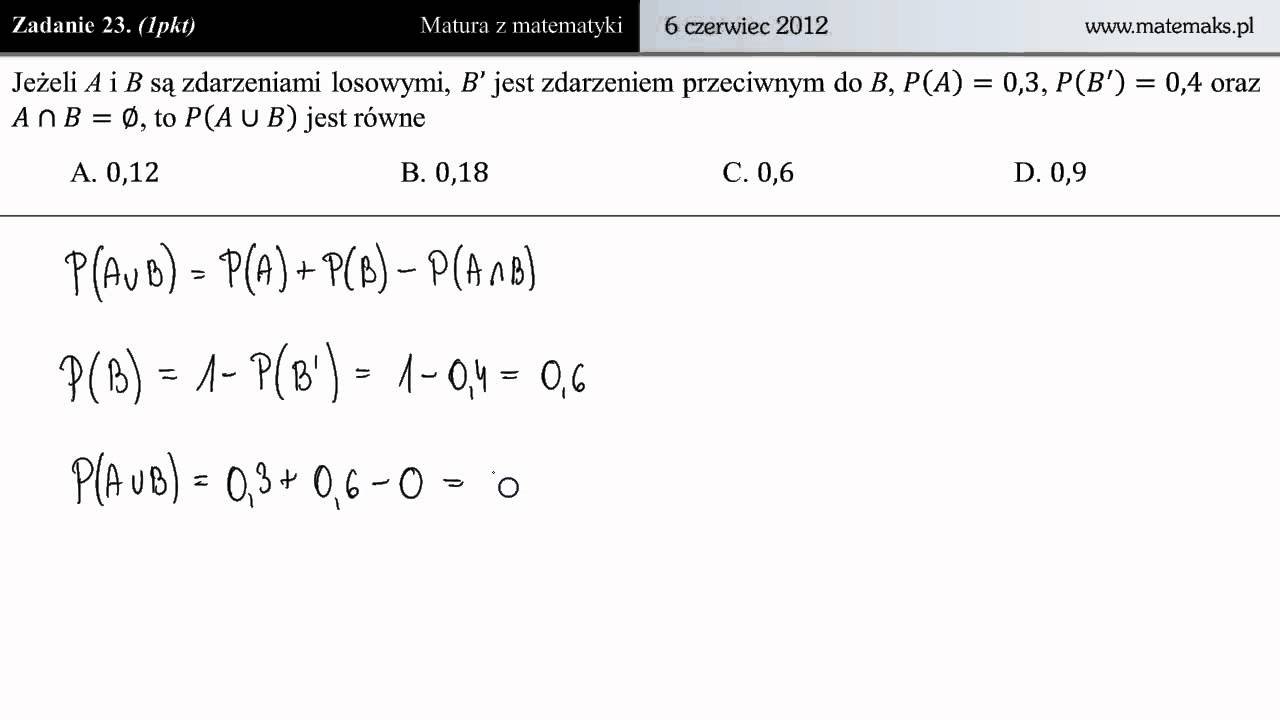 Zadanie 23 - Matura 2012 czerwiec