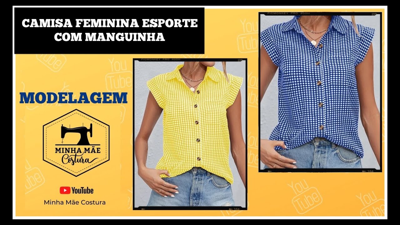 CAMISA FEMININA ESPORTE COM MANGUINHA - APRENDA O PASSO A PASSO DA MODELAGEM