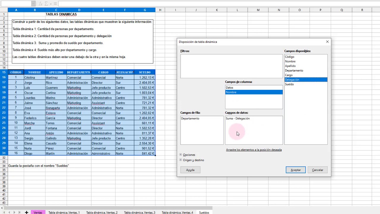 Practica 10, Tablas dinámicas con CALC (LibreOffice)
