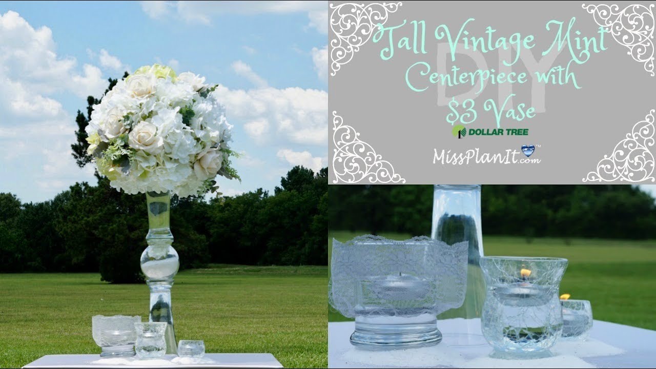 DIY Tall Vintage Mint Centerpiece with $3 Vase Hack! | Dollar Tree DIY |  DiY Tutorial