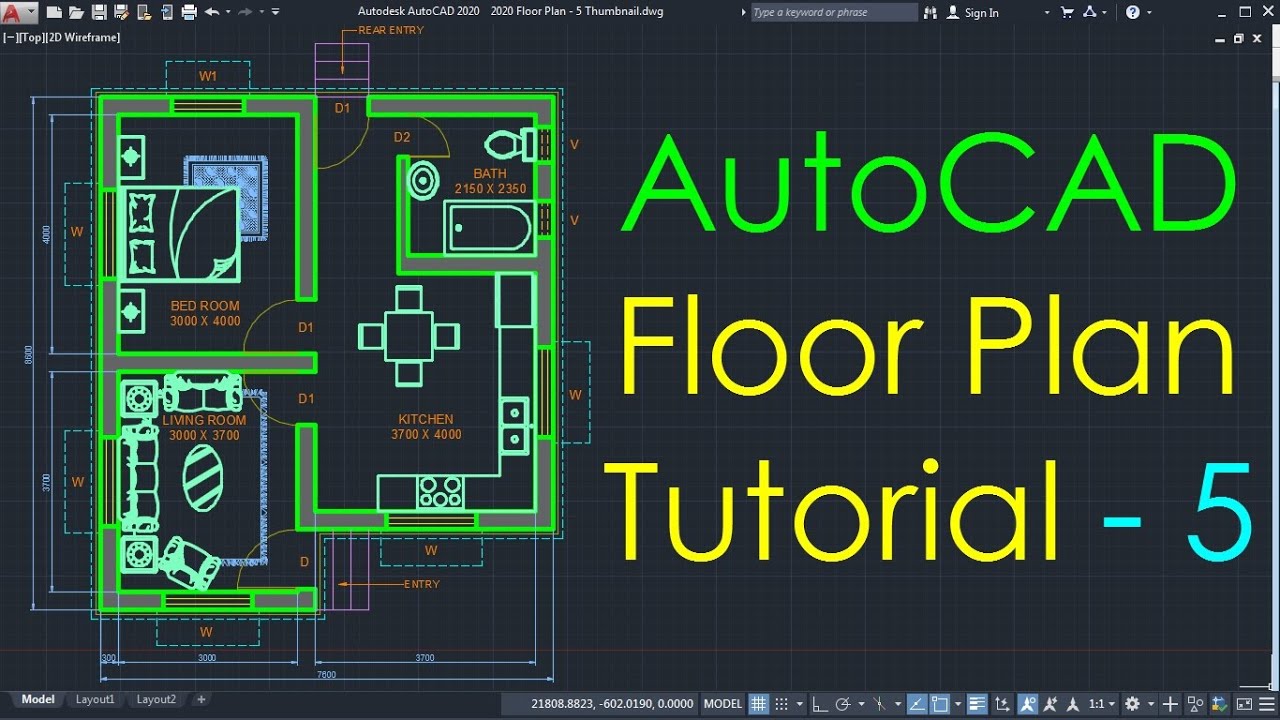 AutoCAD Simple Floor Plan for Beginners - 5 of 5