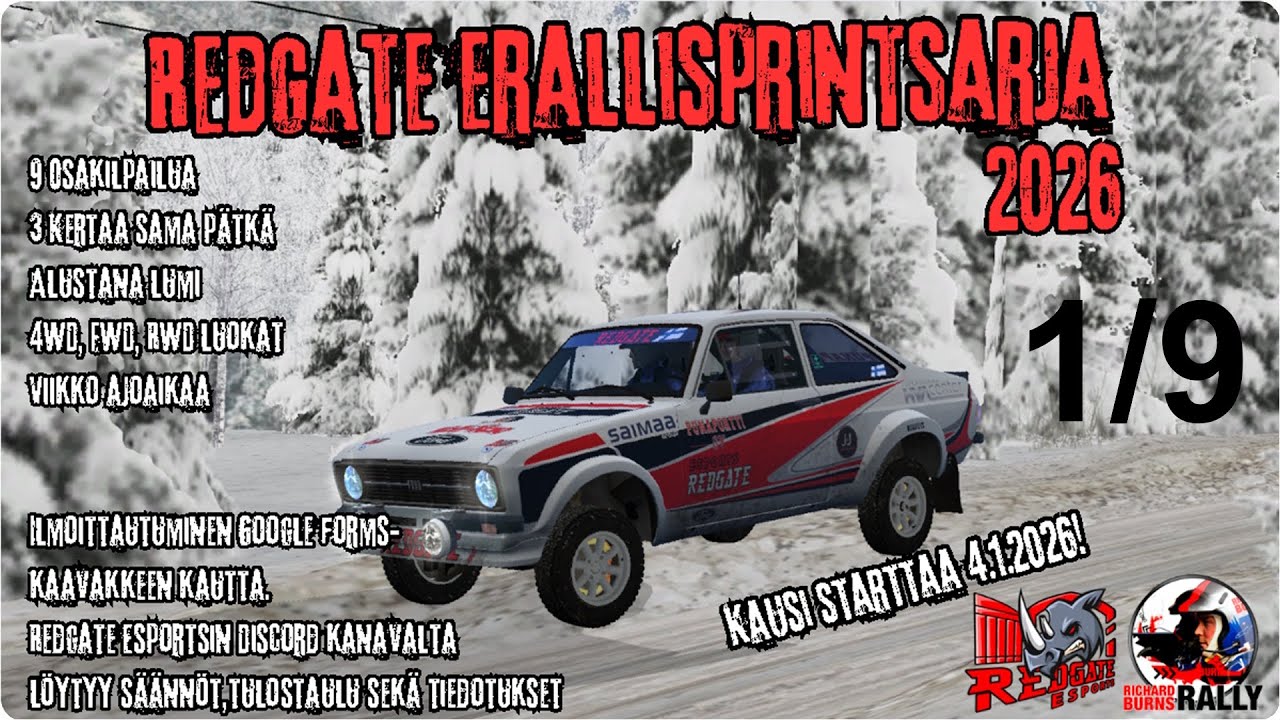 RBRvr: Redgate eRallisprintsarja 2026 1/9 osakilpailu - Ford Escort Mk II RS Group 4