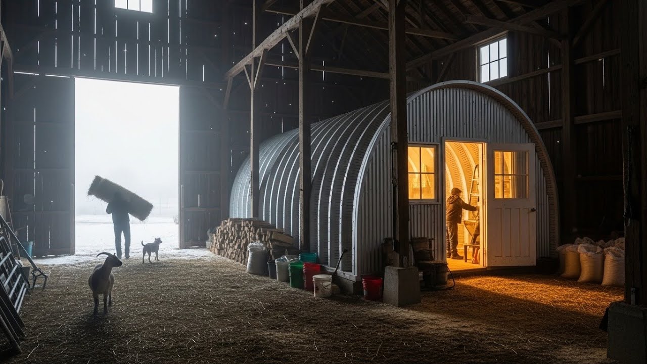 How He Built a Tiny Quonset Cabin Inside a Barn and Survived the Coldest Blizzard Ever
