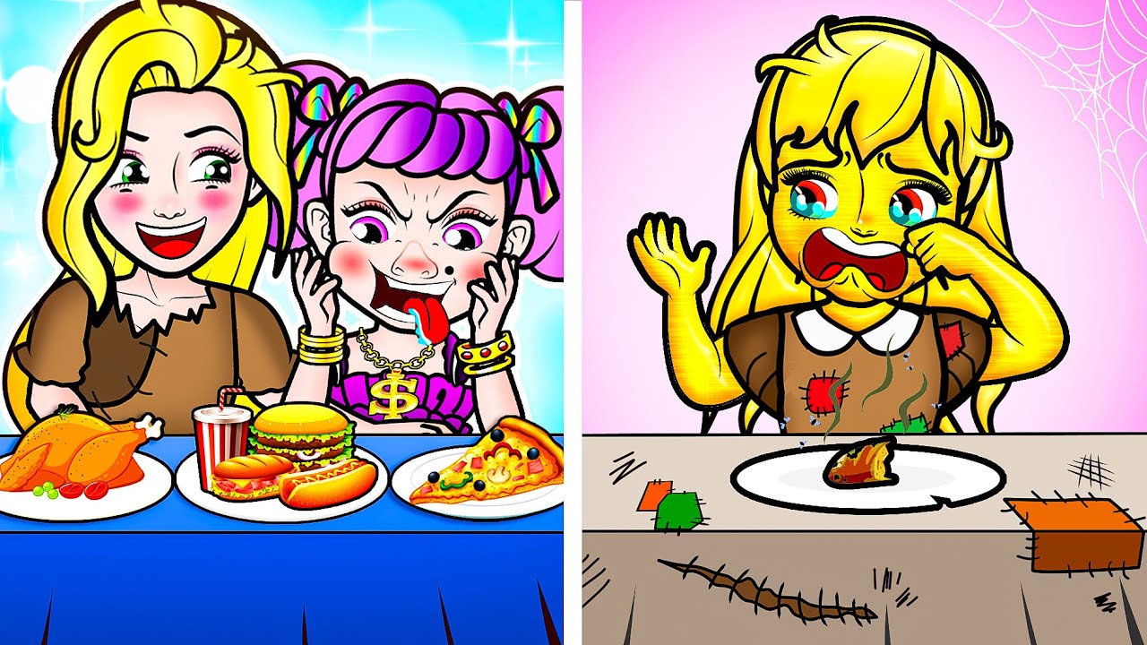 [🐾paper dolls🐾] Gold Rapunzel Vs Poor Family Mother and Daughter  | Rapunzel Family 놀이 종이