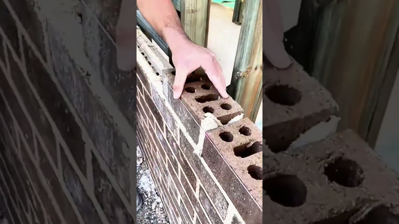 Bricklaying with the Thread Line Technique for Flatness #shorts