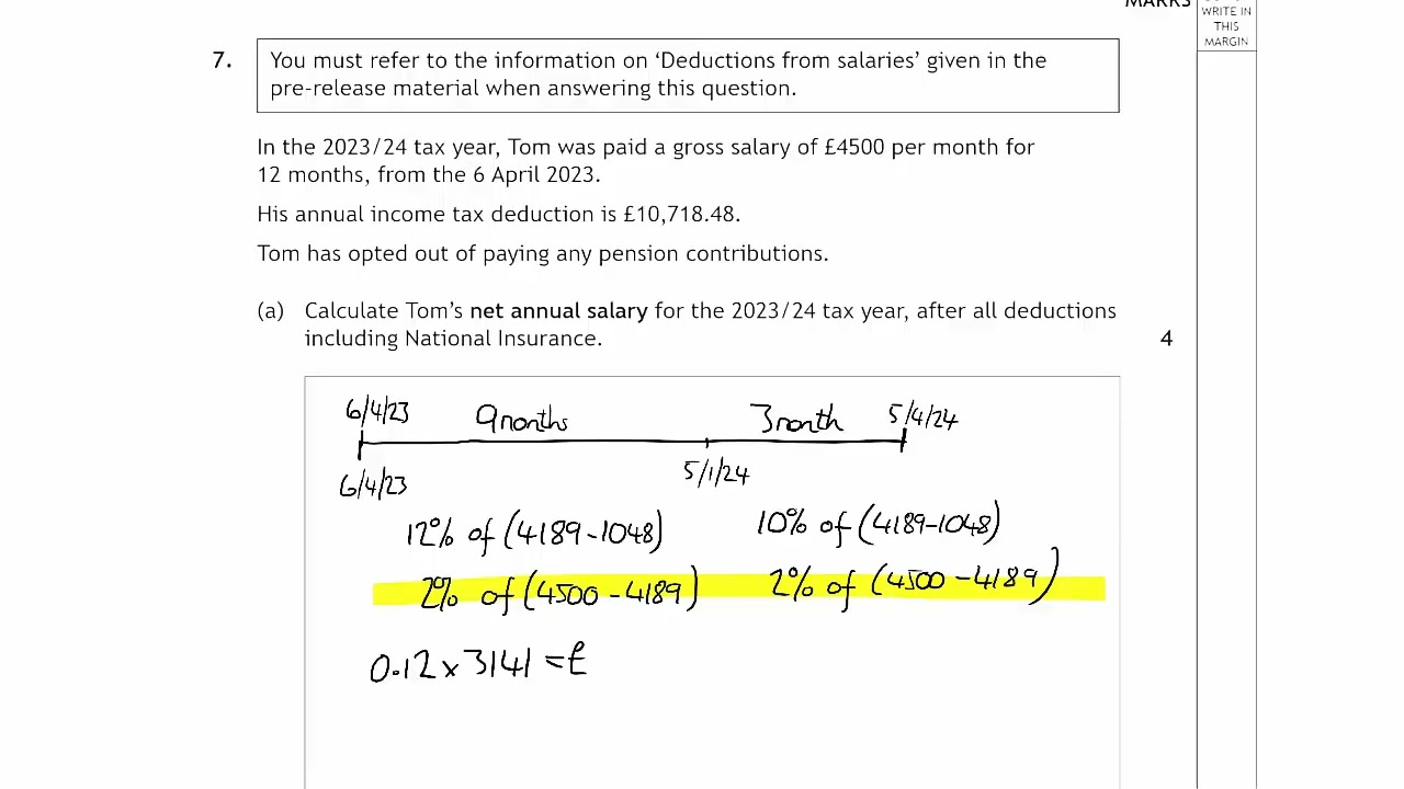 Higher Applications of Maths 2024 Q7 Net Salary