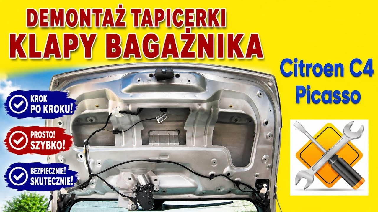 Demontaż tapicerki / plastikowej osłony klapy bagażnika Citroen C4 Picasso