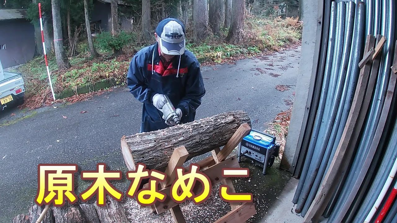 [原木なめこ栽培] 穴あけ～植菌～仮伏せ(菌の繁殖)～本伏せ～収穫