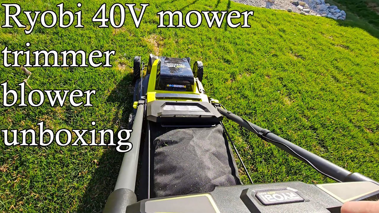 Ryobi 40V push mower, string trimmer, and blower unboxing and test