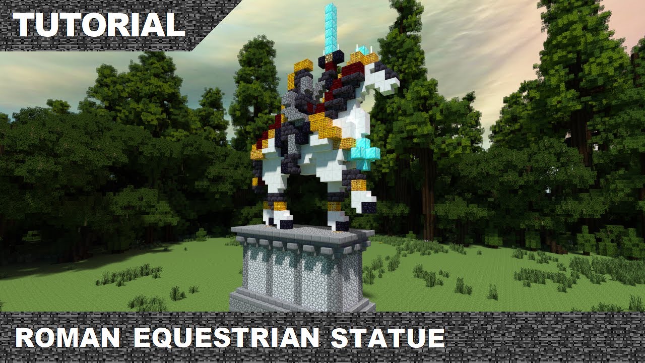 Minecraft Roman Equestrian Statue Tutorial & Download Part 2 block by block timelapse