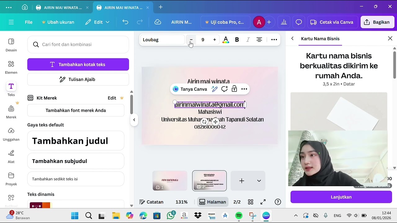 haloo.. tutorial kartu nama dari canvaa, semogaa membantu ya💕