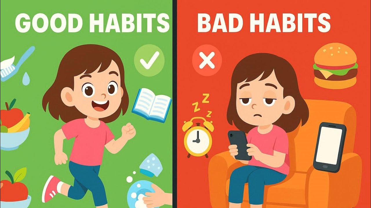 Good Habits Vs Bad Habits Learning Video For Kids 