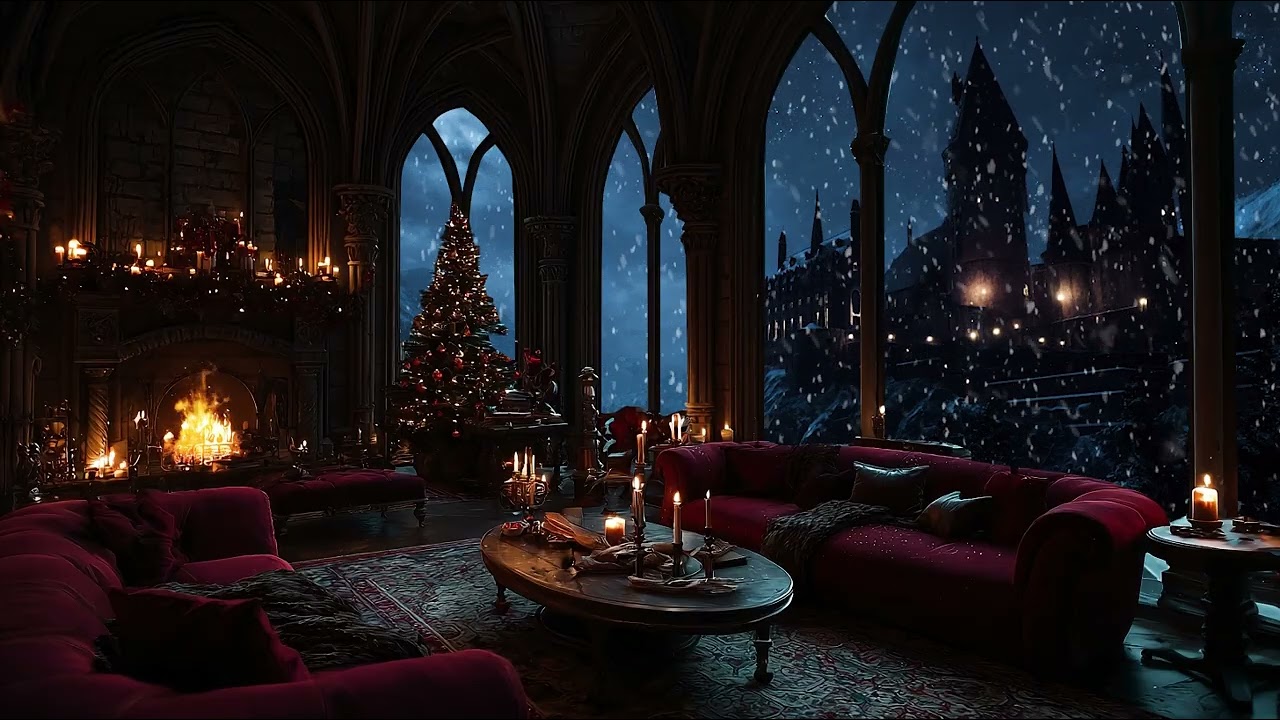 Ancient Castle Night ❄️🎹 Soft Piano & Falling Snow Ambience for Deep Sleep & Calm