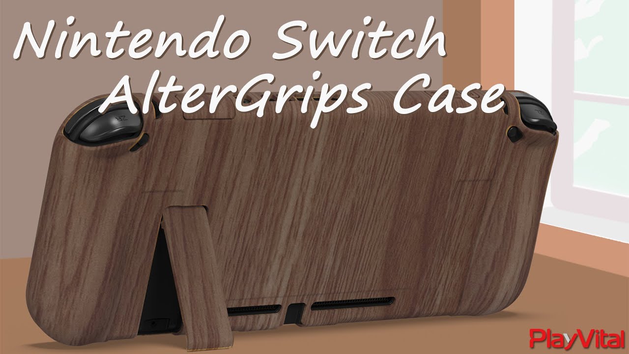 Nintendo Switch Switchable Grips Case - PlayVital AlterGrips Protective Case - Woodgrain