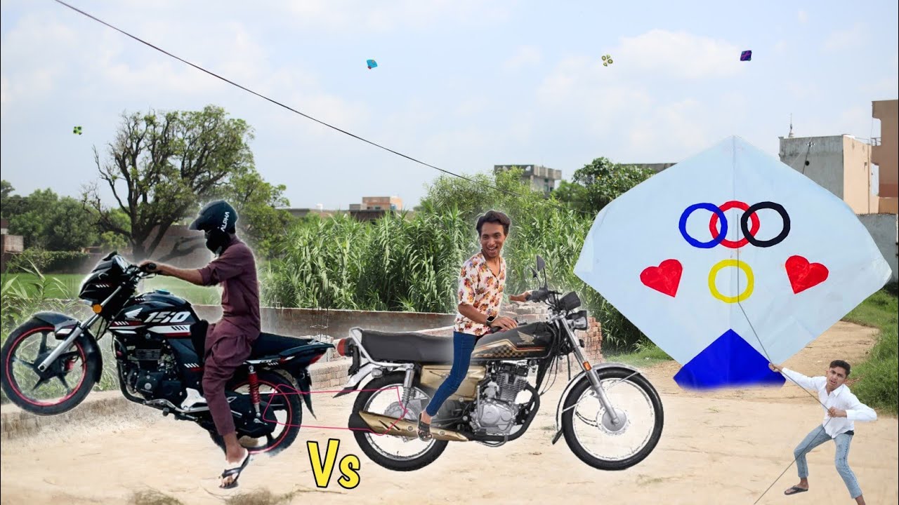 Kite Flying Umer Challenge & Honda  125cc Vs Honda 150cc Zore Challenge | Kite