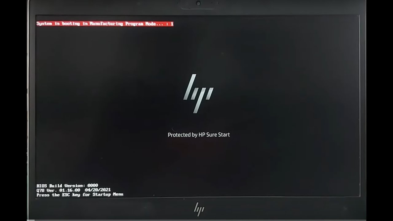 how to system is booting in manufacturing program mode solution..hp laptop