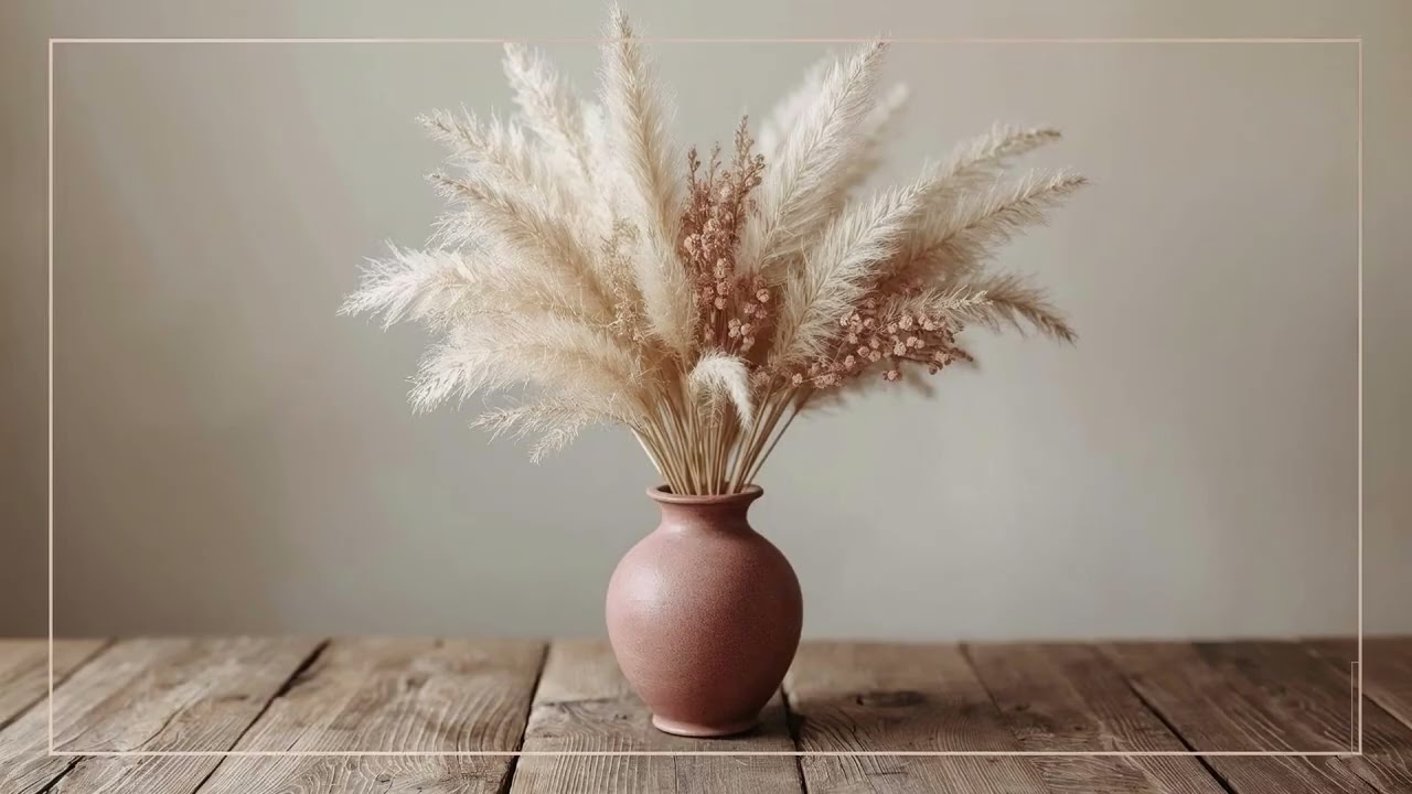 Minimalist Pampas Grass Wallpaper | Cozy Neutral Aesthetic