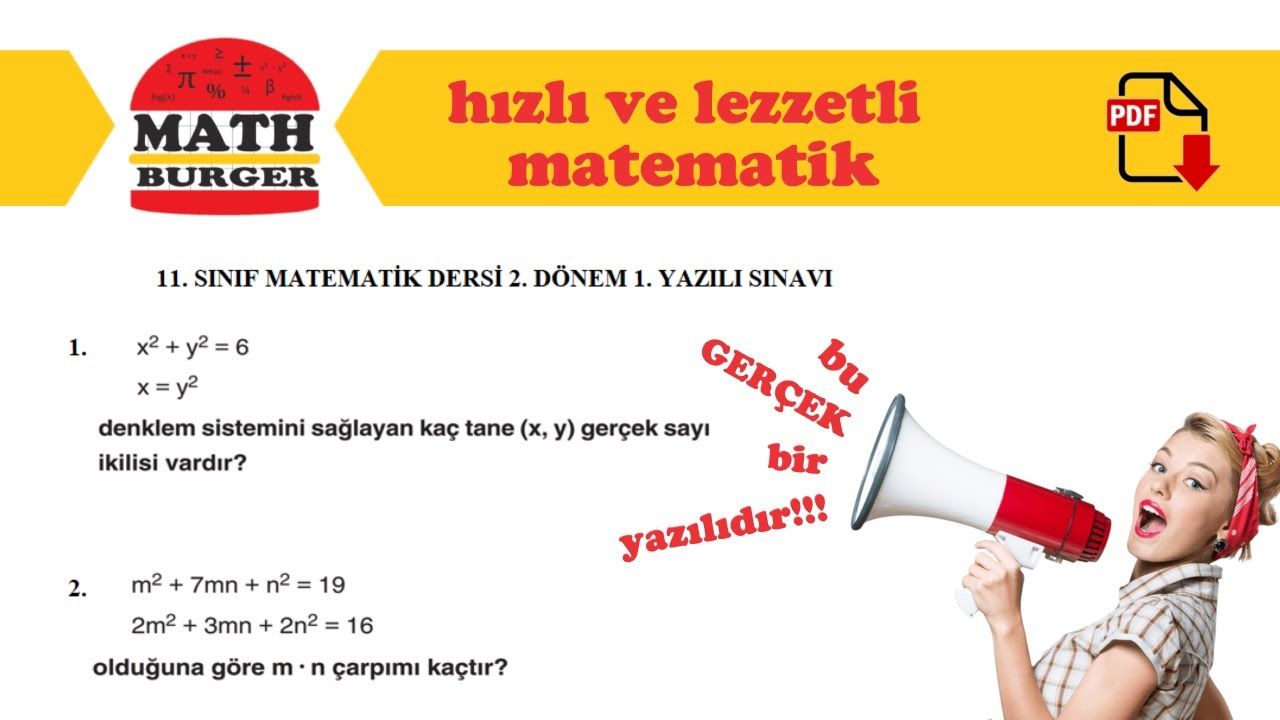 11. SINIF MATEMATİK 2. DÖNEM 1. YAZILI SINAVI / 2023