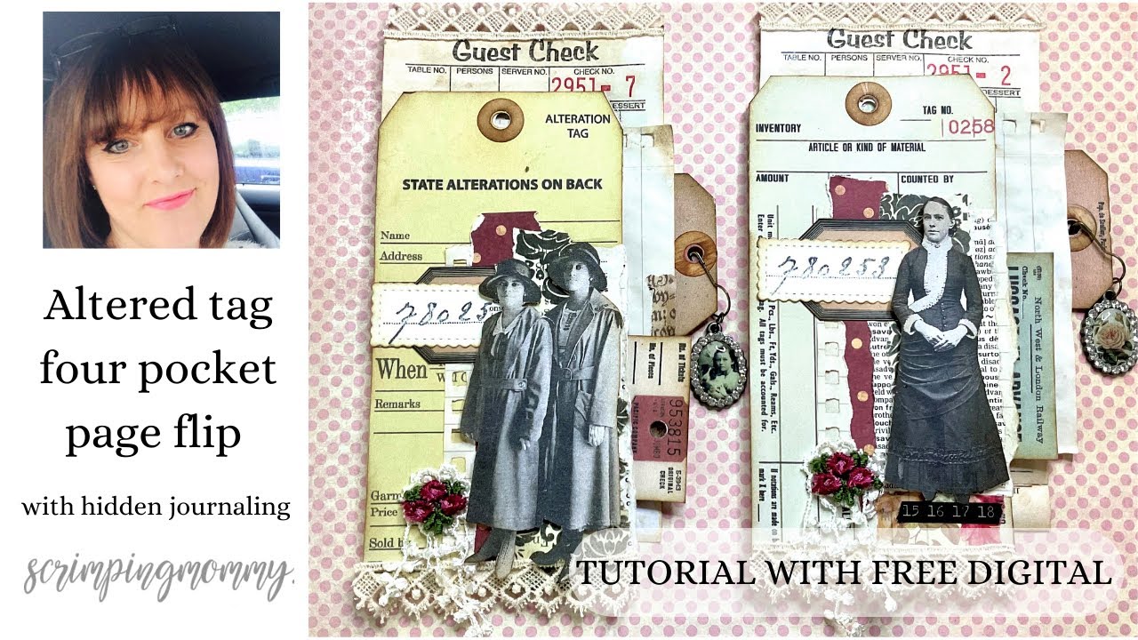 Altered tag four pocket page flip hidden journaling FREE DIGITAL